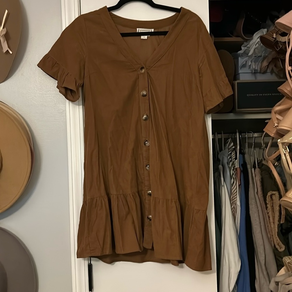 Tan corduroy mini dress